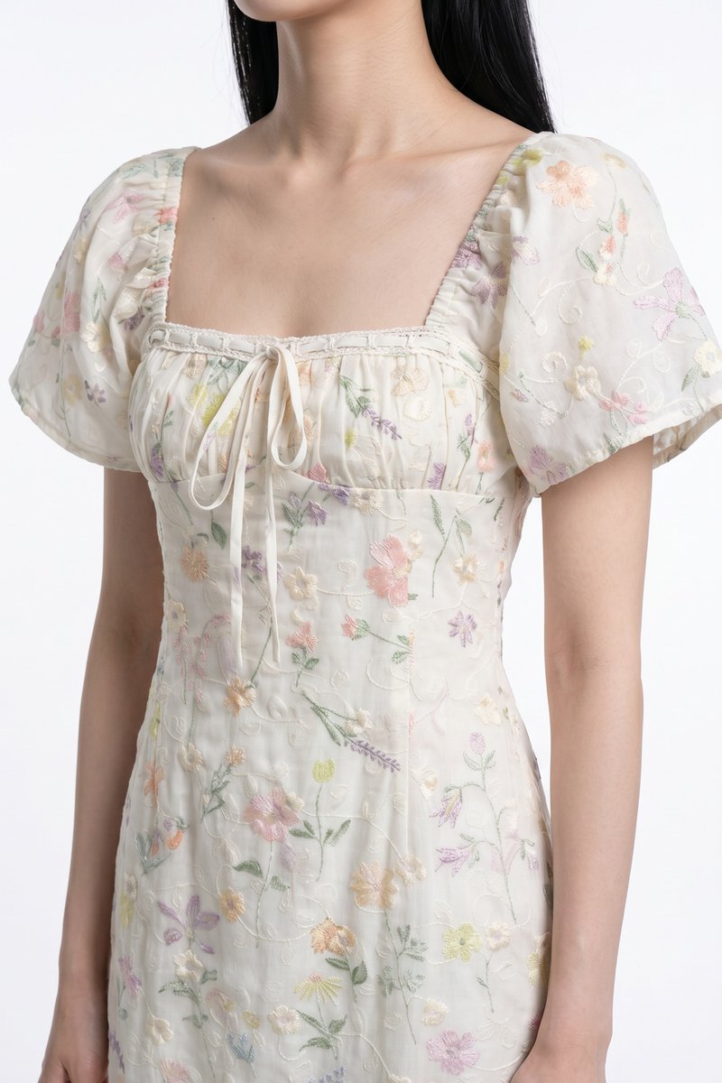 Georgette Ribbonette Fleur Midi Dress