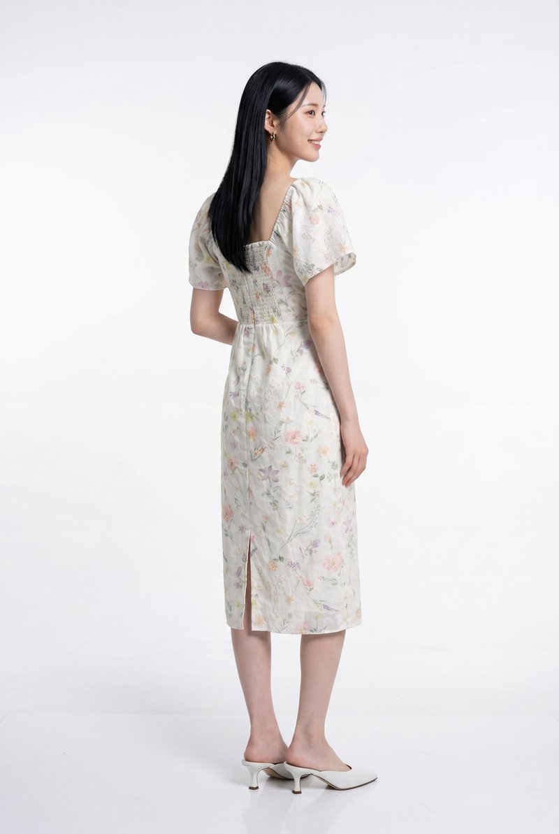 Georgette Ribbonette Fleur Midi Dress