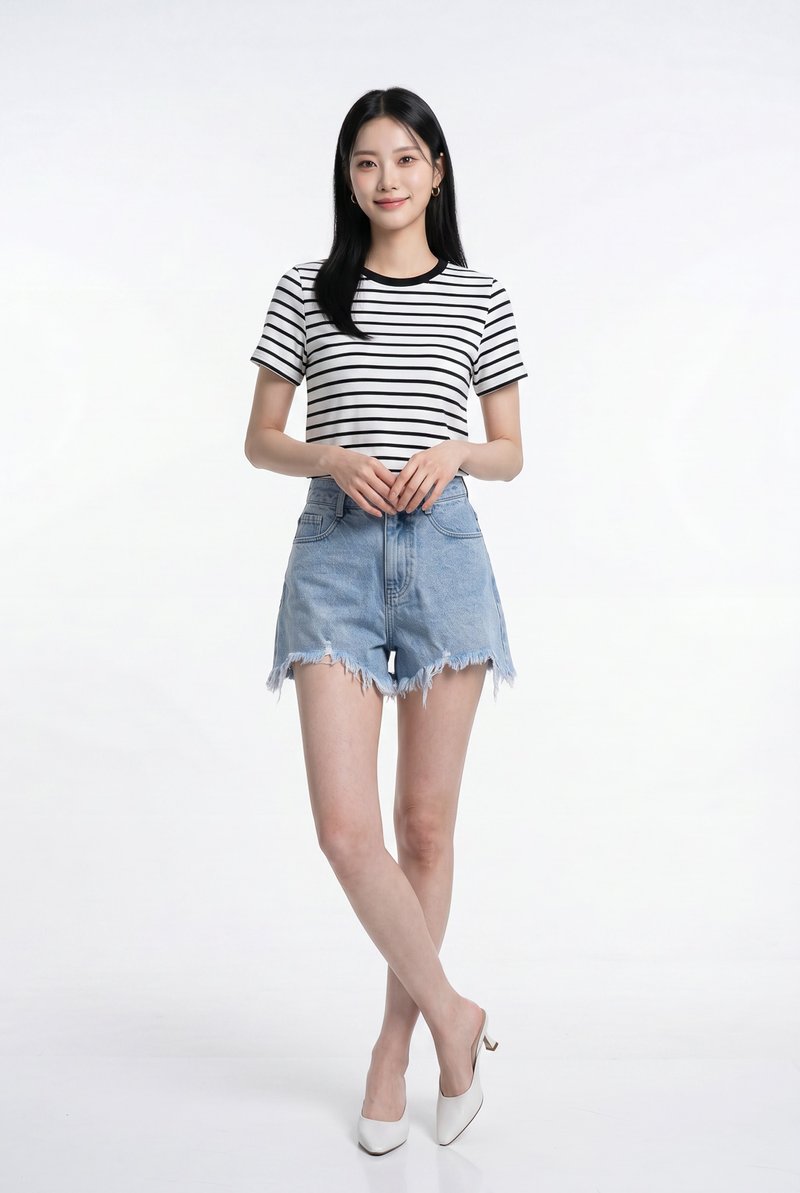 Camryn Cotton Striped Top In White