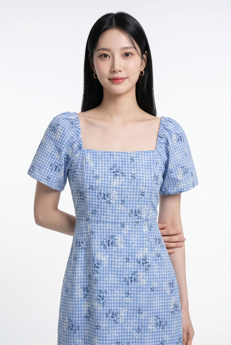 Emory Gingham Floral Dress Romper