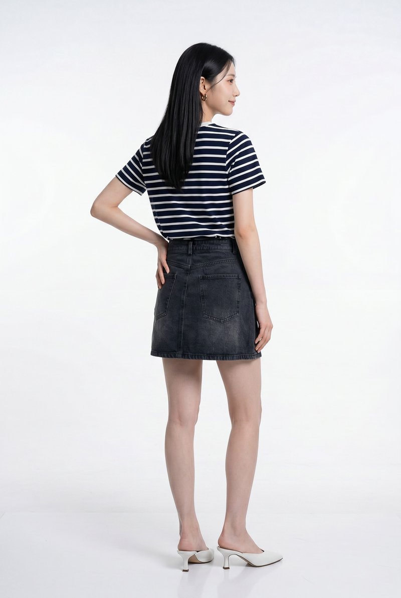 Camryn Cotton Striped Top In Navy