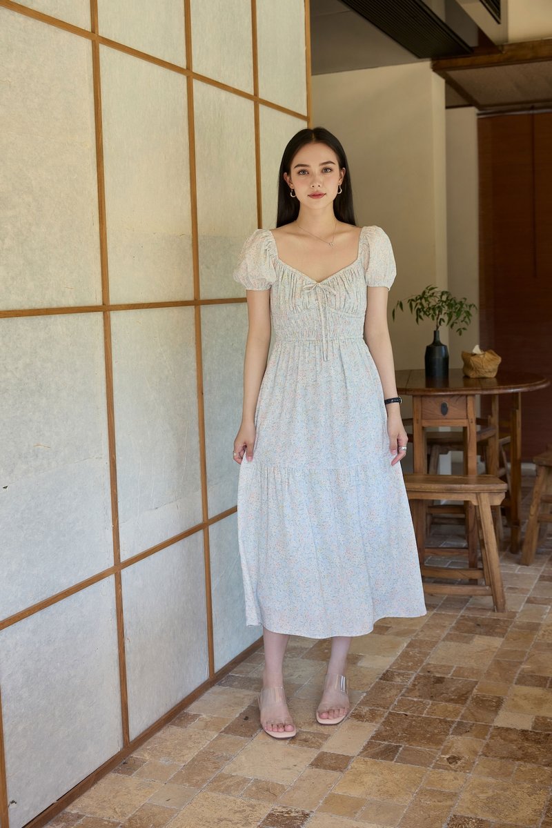 Camelia Floral Ruched Midi Dress