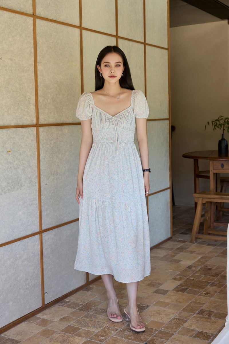 Camelia Floral Ruched Midi Dress