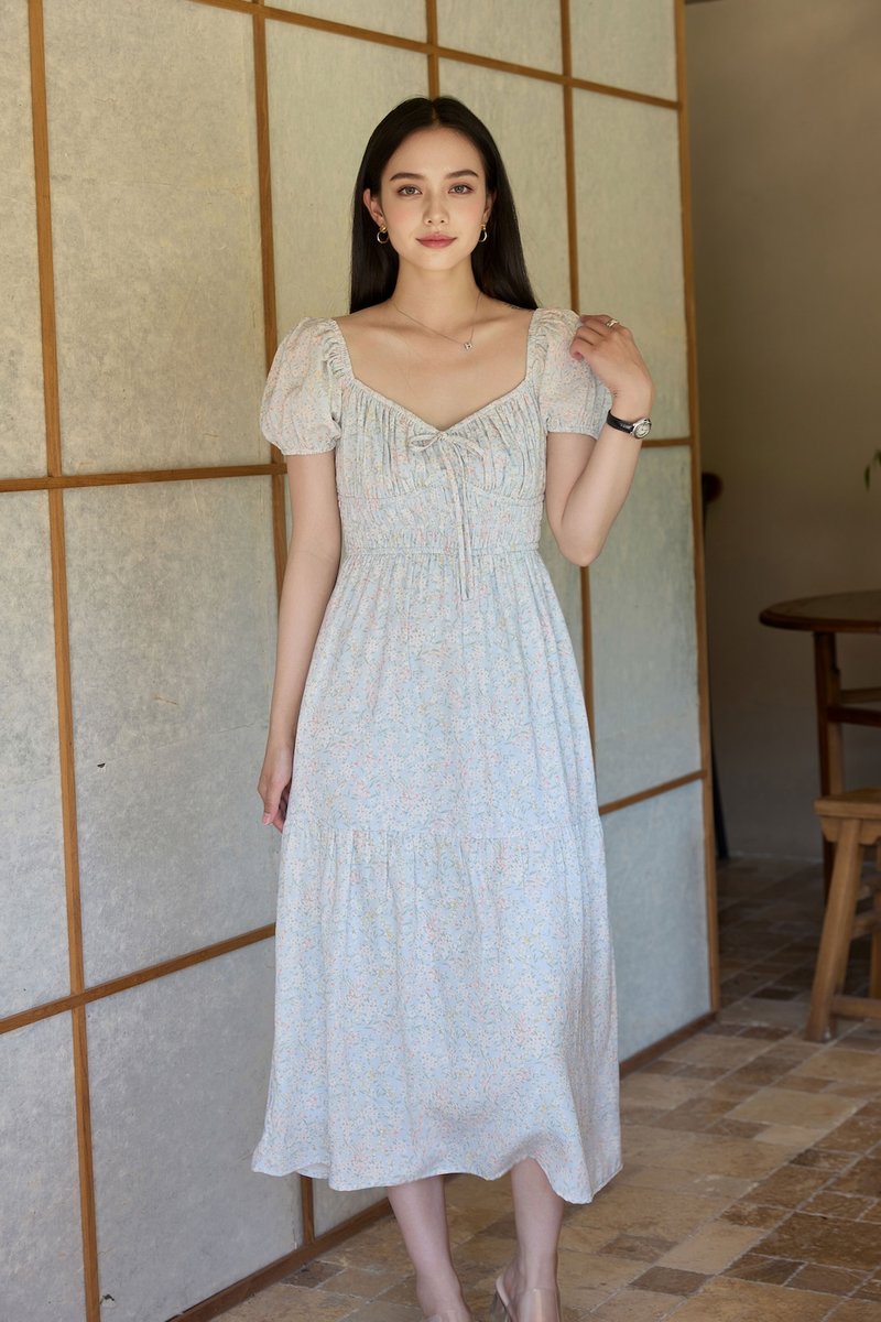 Camelia Floral Ruched Midi Dress