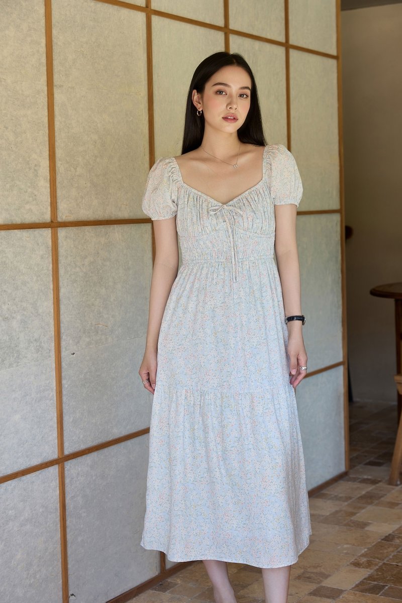 Camelia Floral Ruched Midi Dress