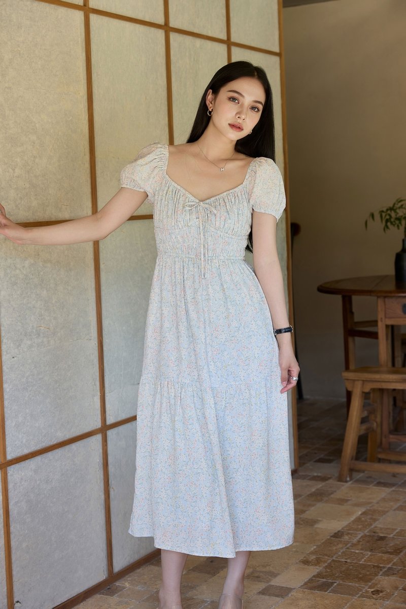 Camelia Floral Ruched Midi Dress