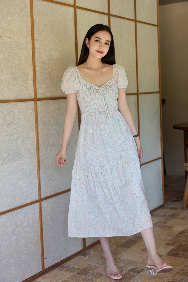 Camelia Floral Ruched Midi Dress