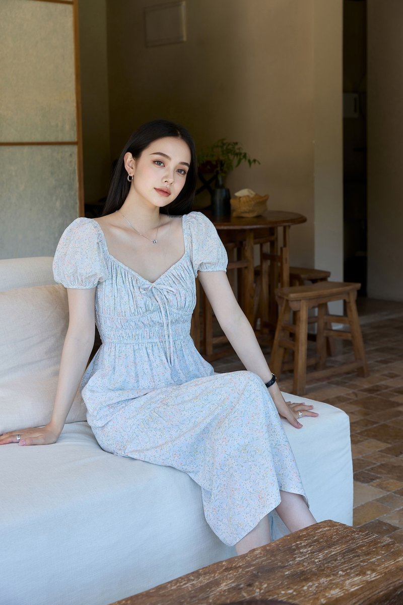 Camelia Floral Ruched Midi Dress