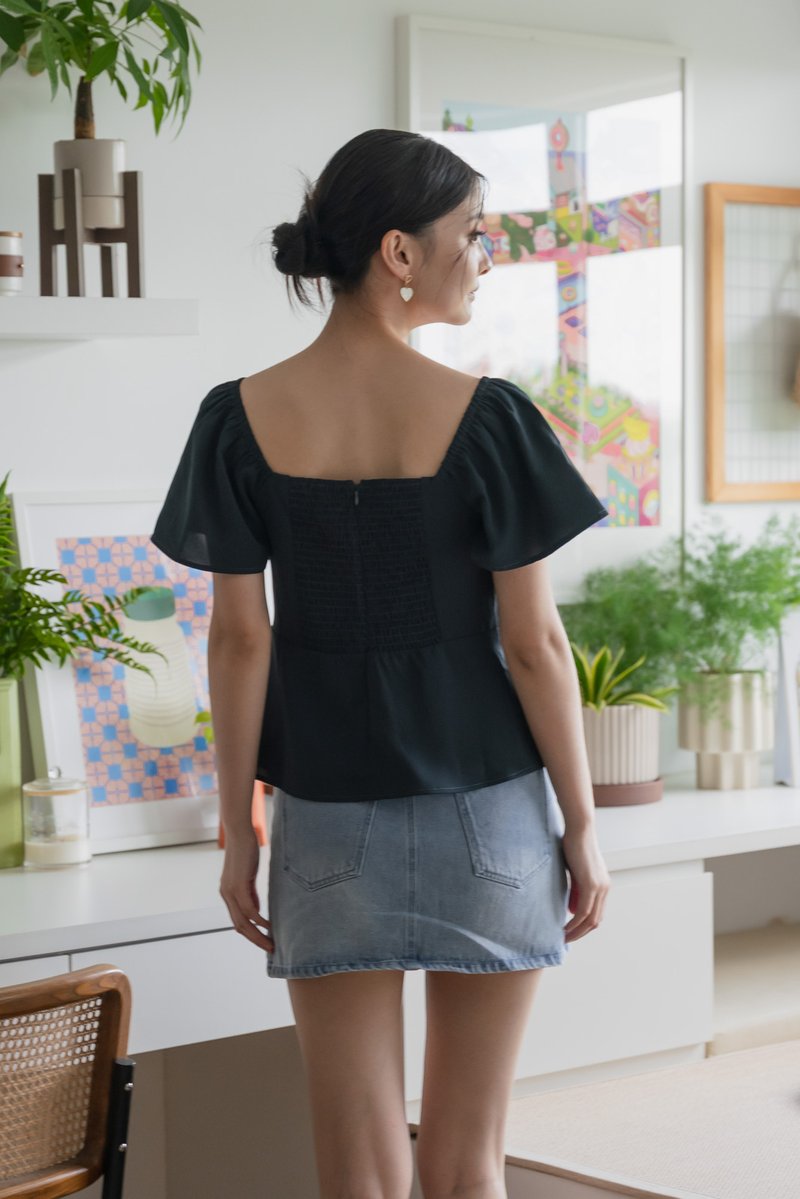 Pixie Crochet Button Top In Emerald