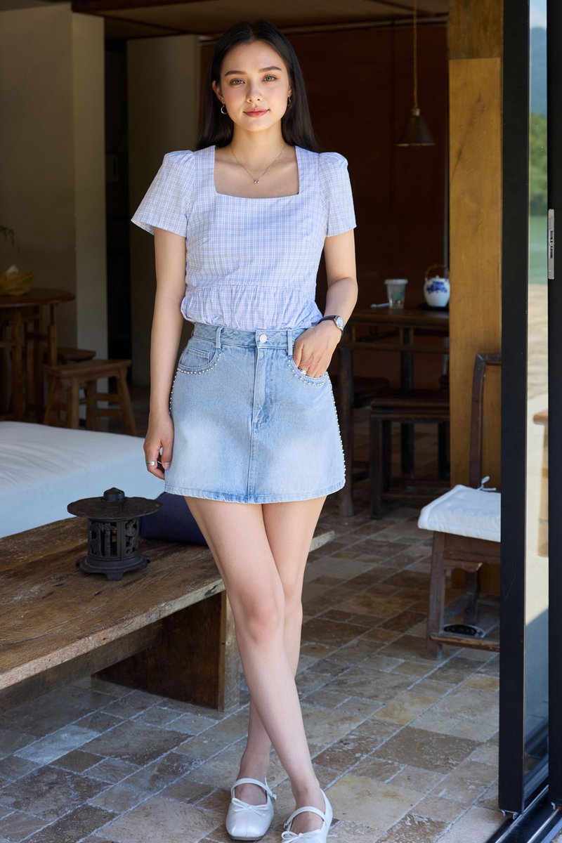 Otelia Studded Denim Skort