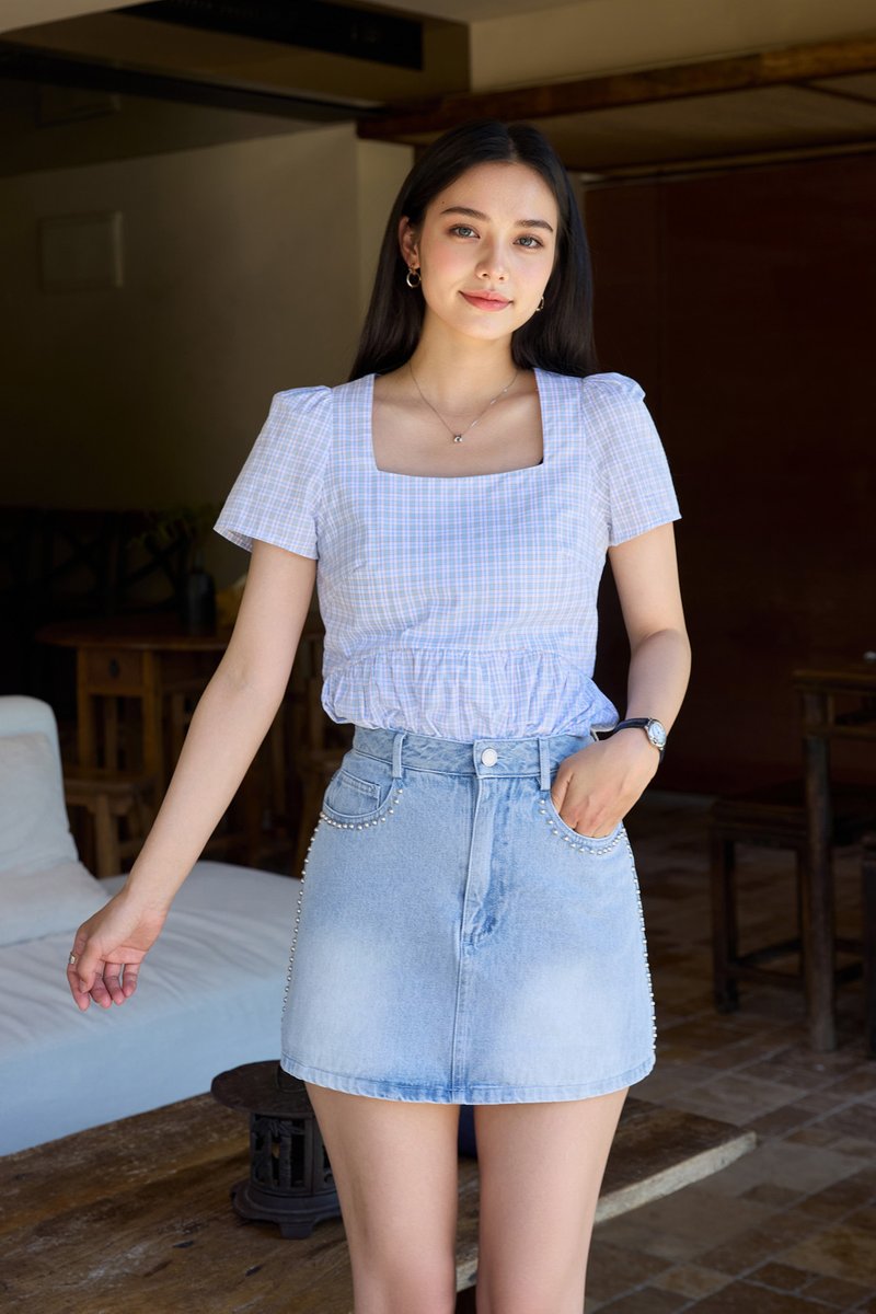 Otelia Studded Denim Skort