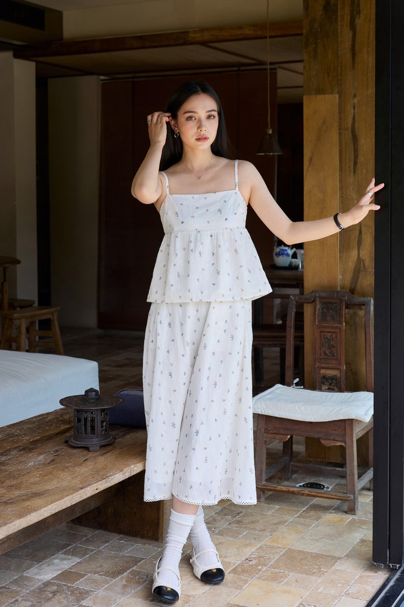 Mathiola Fleur Midi Skirt in White