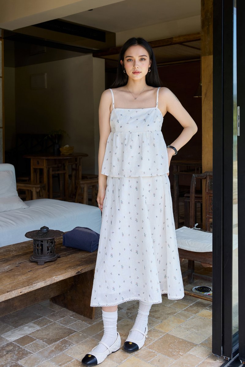 Mathiola Fleur Midi Skirt in White