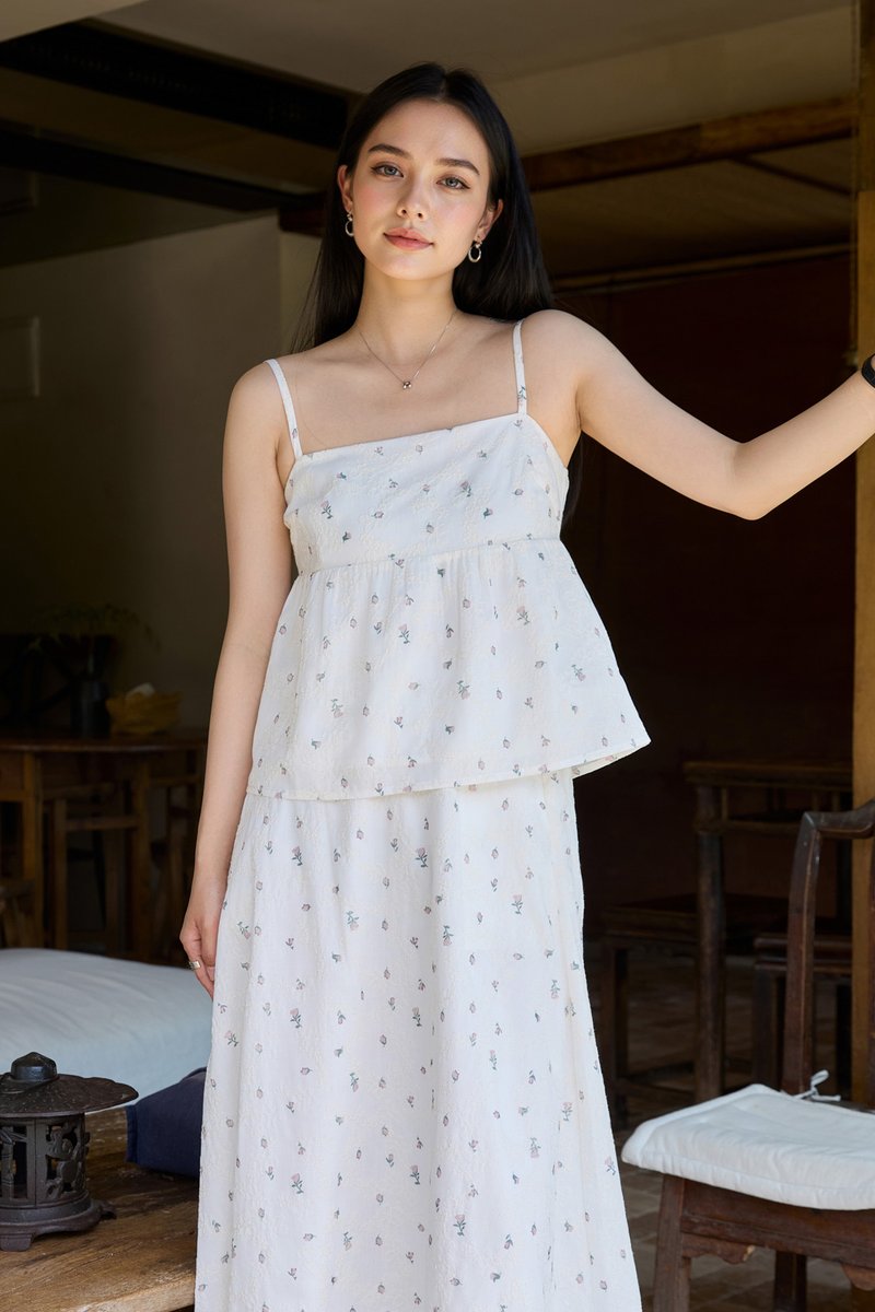 Mathiola Fleur Midi Skirt in White