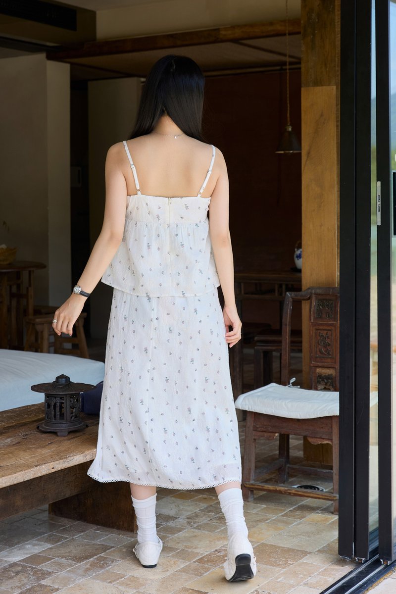 Mathiola Fleur Midi Skirt in White