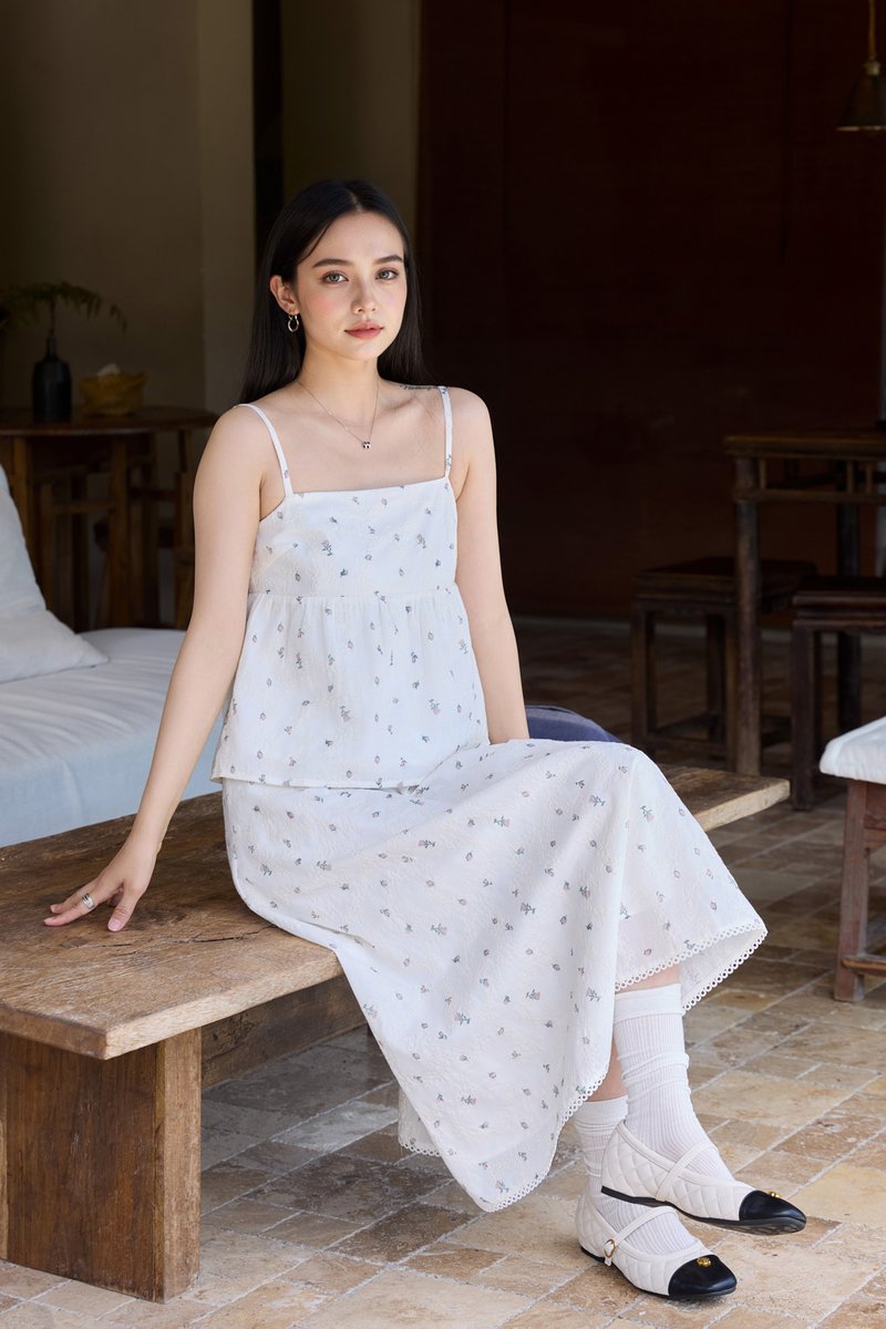 Mathiola Fleur Camisole Babydoll Top in White