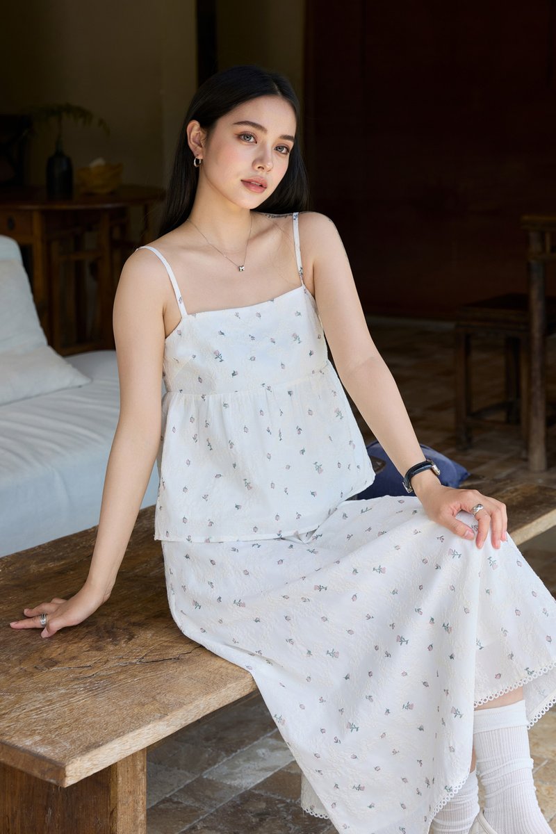 Mathiola Fleur Midi Skirt in White