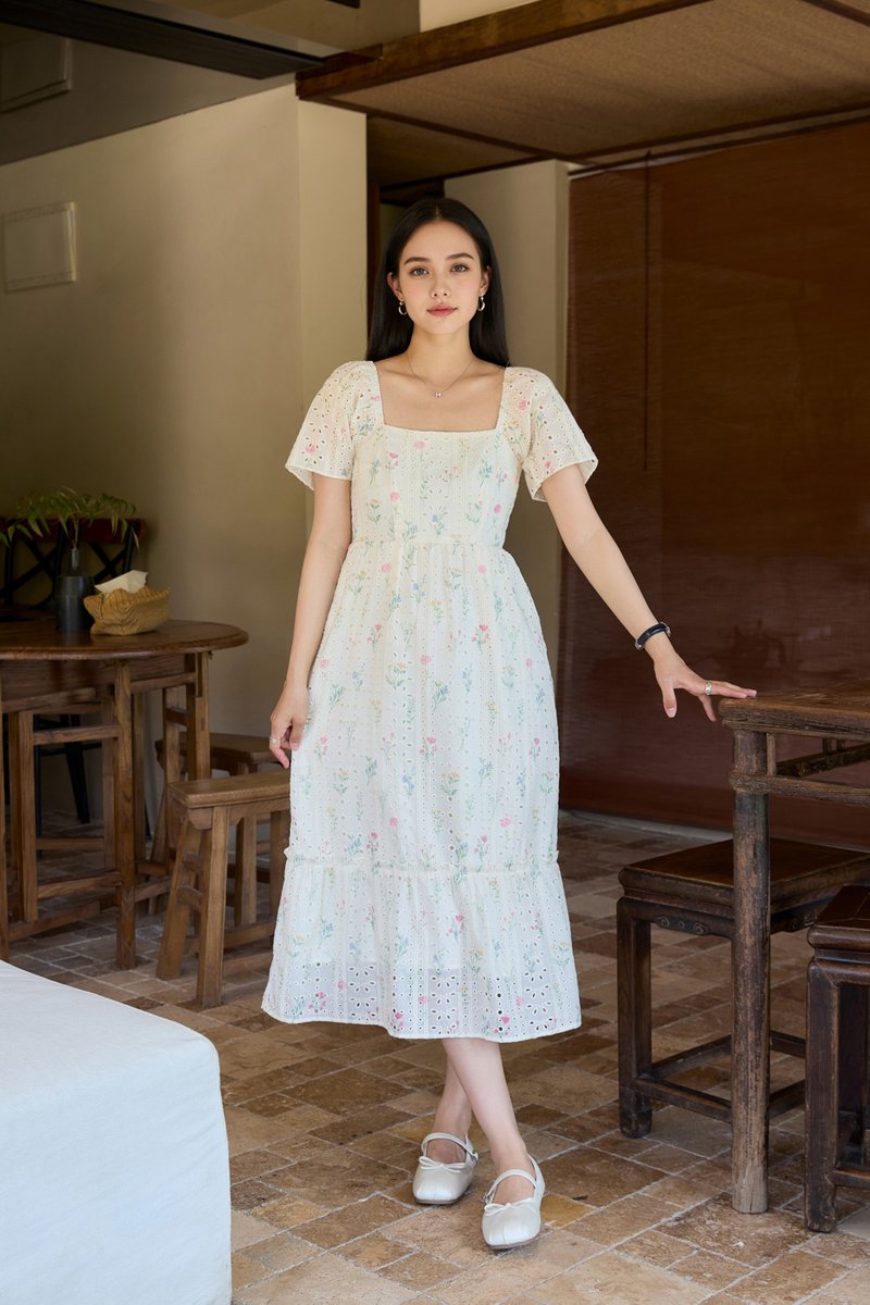 Spring Melody Ruffles Midi Dress