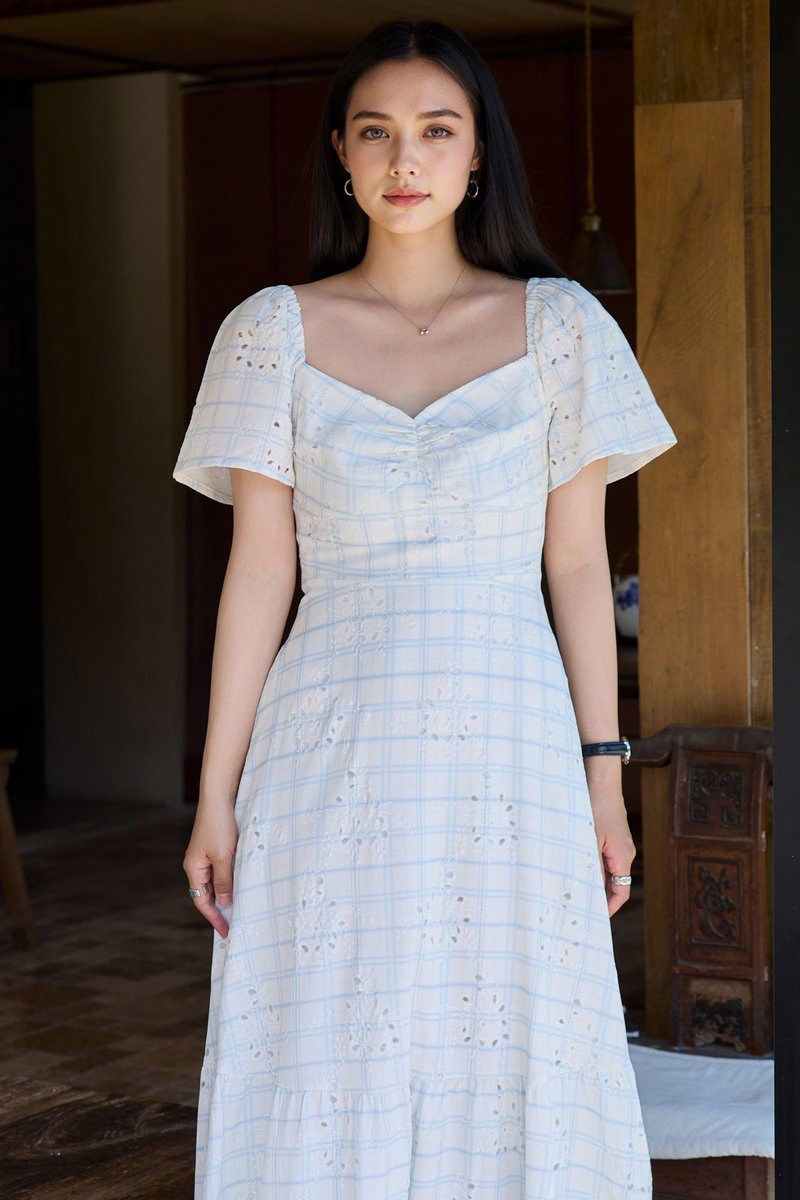 Holly Eyelet Sweetheart Midi Dress