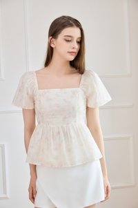 Celestia Embroidered Floral Top In Cream