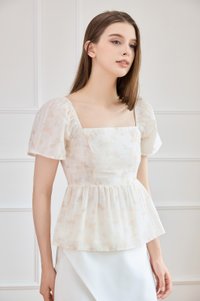 Celestia Embroidered Floral Top In Cream