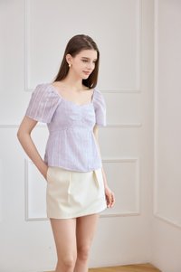 Ciara Textured Sweetheart Babydoll Top In Lilac