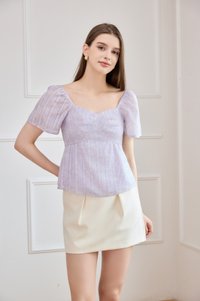 Ciara Textured Sweetheart Babydoll Top In Lilac