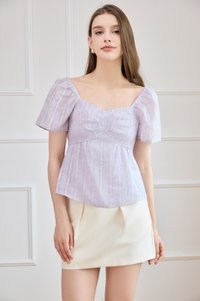 Ciara Textured Sweetheart Babydoll Top In Lilac