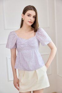 Ciara Textured Sweetheart Babydoll Top In Lilac