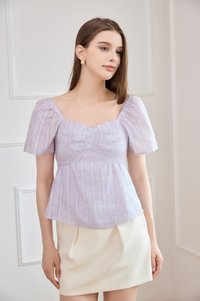 Ciara Textured Sweetheart Babydoll Top In Lilac