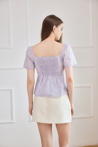 Ciara Textured Sweetheart Babydoll Top In Lilac