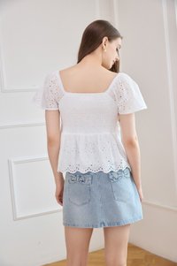 Giulia Eyelet Babydoll Top In White