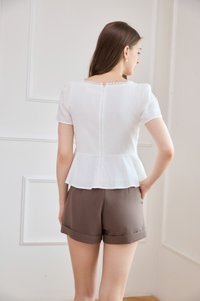 Jones Pintuck Lacey Ribbon Top In White