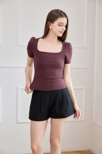 Arleth Ribbed Cotton Top In Dark Brown