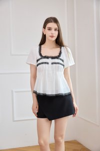 Aitana Constrast Lace Button Top