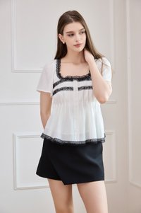 Aitana Constrast Lace Button Top