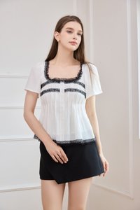 Aitana Constrast Lace Button Top
