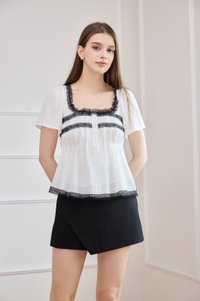 Aitana Constrast Lace Button Top