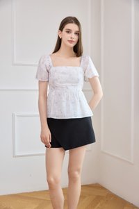 Celestia Embroidered Floral Top In Soft Lilac
