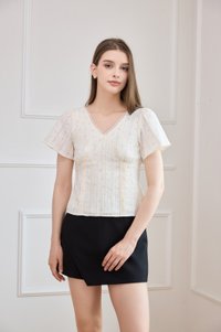 Bernadette Pintuck Floral Top