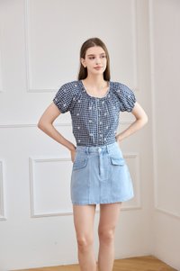 Wren Pocket Flap Denim Skort in Light Wash