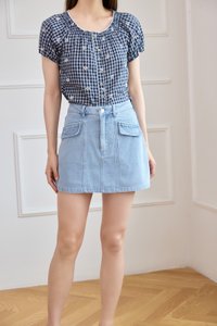 Wren Pocket Flap Denim Skort in Light Wash