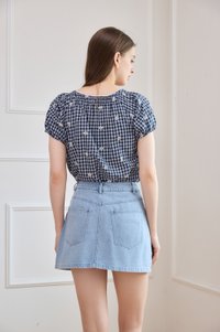 Wren Pocket Flap Denim Skort in Light Wash