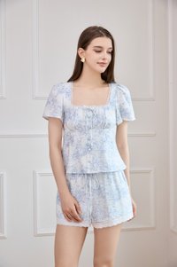 Toile Grace Crochet Drawstring Shorts In Blue