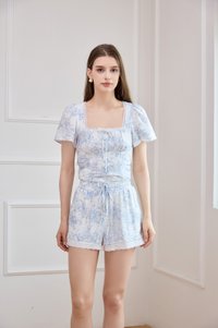 Toile Grace Crochet Drawstring Shorts In Blue