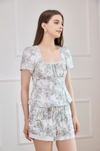 Toile Grace Ribbon Top In Grey