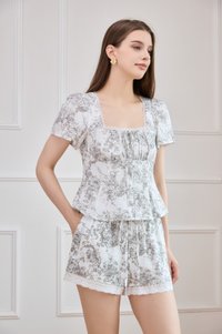 Toile Grace Ribbon Top In Grey