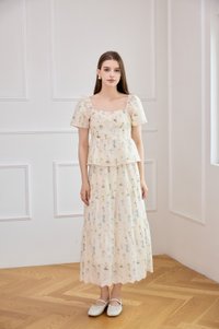 Althea Embroidery Fleur Babydoll Top In Cream