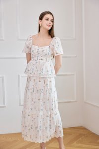 Althea Embroidery Fleur Babydoll Top In White