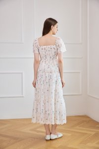 Althea Embroidery Fleur Midi Skirt In White